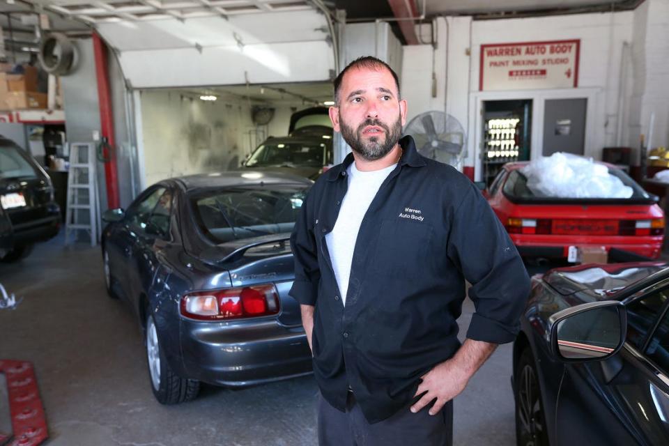 Steven Pimentel, owner of Warren Auto Body in Providence, Rhode Island, talks about the flooding problems around his business, which his father started in the 1980s.