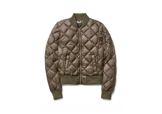 This khaki bomber jacket ticks all the boxes. Winner!