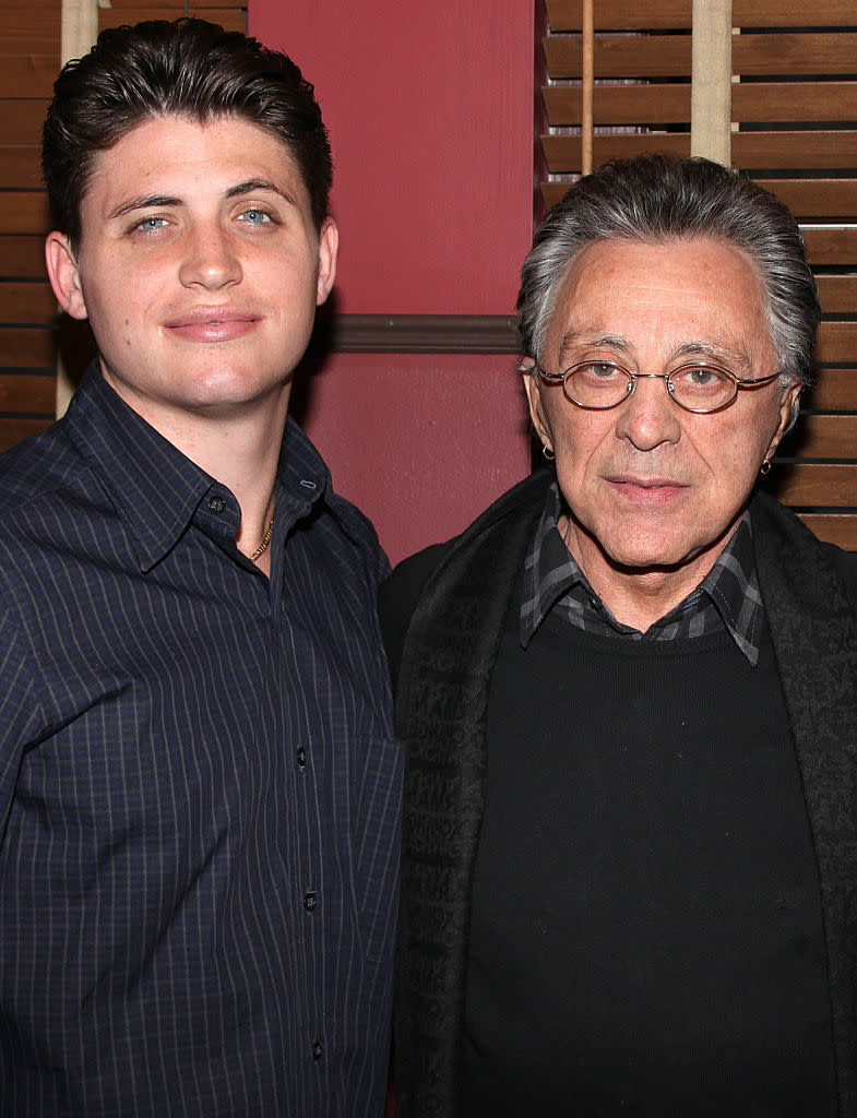 Valli (right) with his son Francesco at Sardi’s in New York City. Corbis via Getty Images