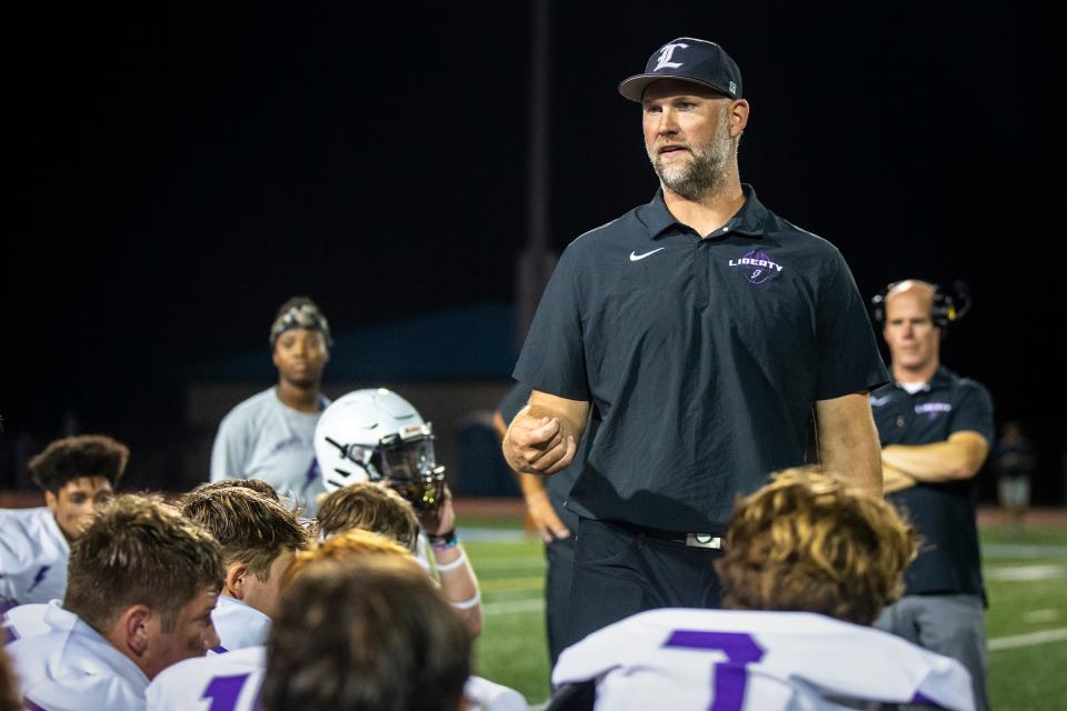 Iowa City Liberty offensive coordinator Scott Chandler made some crucial adjustments in the second half of Liberty's 29-28 victory over Burlington Friday at Bracewell Stadium in Burlington.