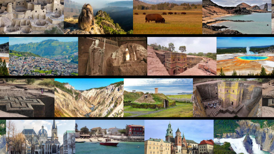 A montage of UNESCO World Heritage Sites, featuring landmarks both natural and man-made.  / Credit: CBS News