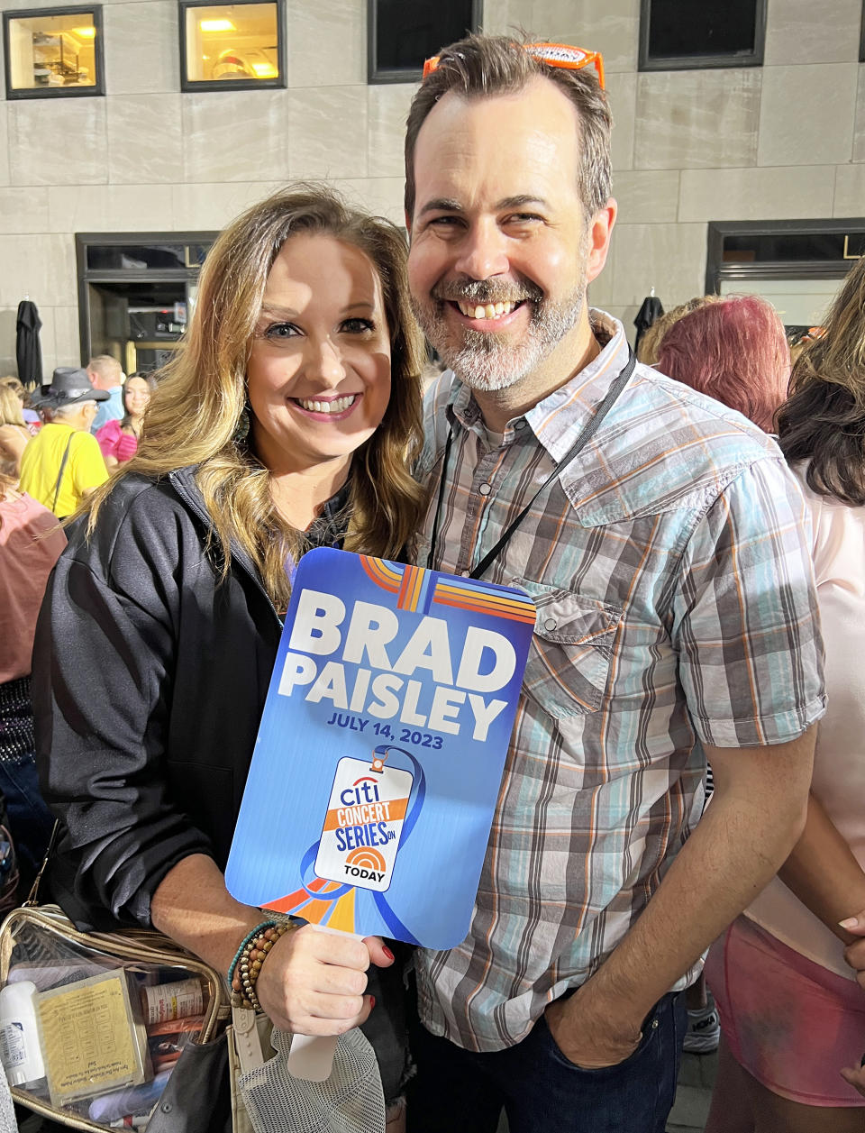 Chelsea and Justin Ohlemiller traveled from Indiana to see Brad Paisley on TODAY. At their wedding, she walked down the aisle to one of Paisley's songs. (Sarah Lemire / TODAY)
