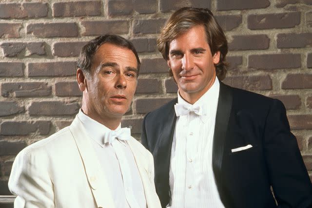 <p>George Rose/Getty</p> Dean Stockwell and Scott Bakula from 'Quantum Leap'