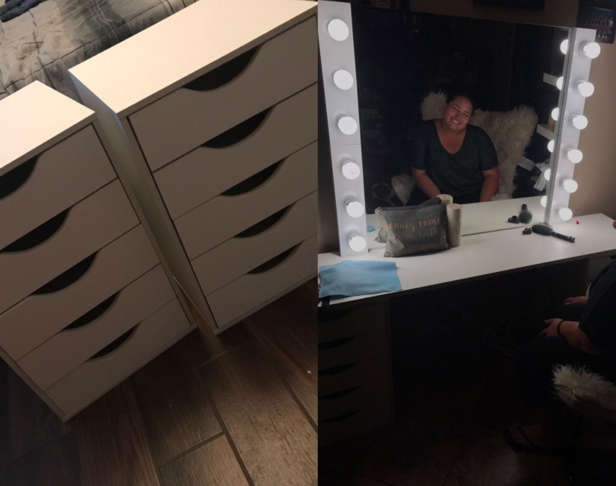 A man shared on Twitter that he created a makeup vanity for his beauty-loving girlfriend. (Photo: Twitter/michael__s_)