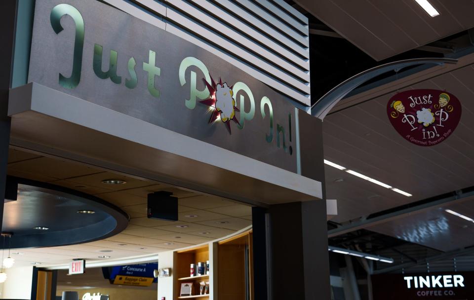 The aroma from Just Pop In! and Tinker Coffee in Concourse B fills the air inside Indianapolis International Airport on Wednesday, Nov. 9, 2022.