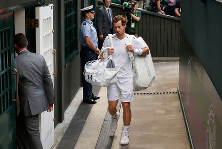FILE PHOTO: Tennis - Wimbledon - London, Britain - July 12, 2017 Great Britain's Andy Murray after losing his quarter final match against Sam Querrey of the U.S. REUTERS/Andrew Couldridge/File Photo