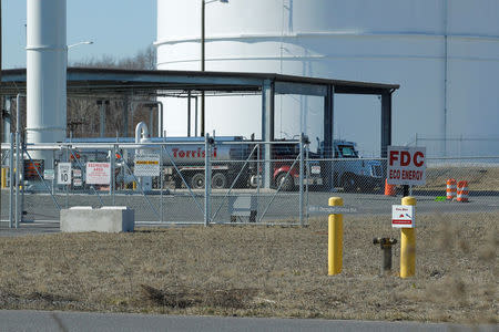 Tanker trucks in a loading dock at Eco Energy storage and transfer facilities photographed in Philadelphia, Pennsylvania, U.S. on February 4, 2017. Picture taken February 4, 2017. REUTERS/Tom Mihalek