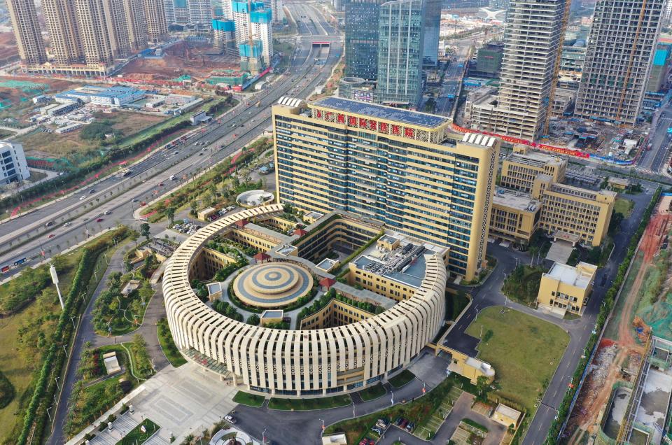 A hospital building in China has sparked quite the amusing discussion online due to its unusual appearance. Photo: Australscope