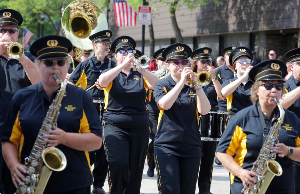 The Kiel Municipal Band performs at the Fourth of July parade, Tuesday, July 4, 2023, in Sheboygan, Wis.