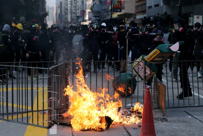 Anti-government demonstrators protest in Hong Kong