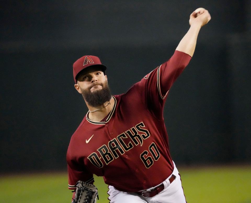 Jun 26, 2022; Phoenix, Ariz., U.S.; Arizona Diamondbacks starting pitcher Dallas Keuchel (60) throws against the Detroit Tigers during the first inning at Chase Field.