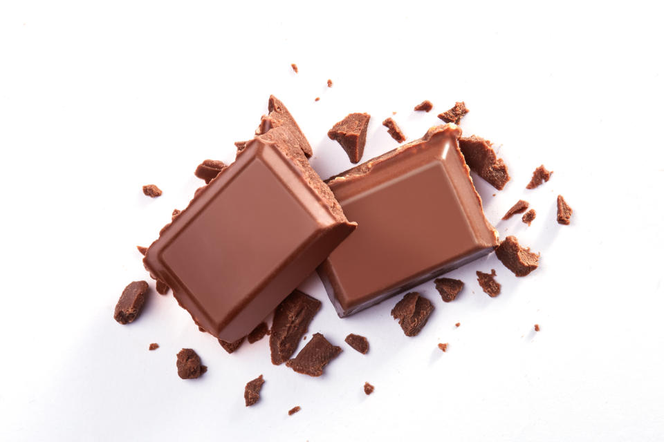 Close-Up Of Chocolate Over White Background