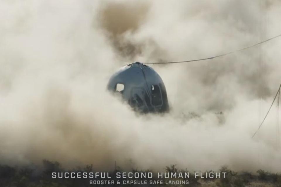 The capsule successfully landed in the Texas desert at about 4.03pm UK time (Blue Origin)