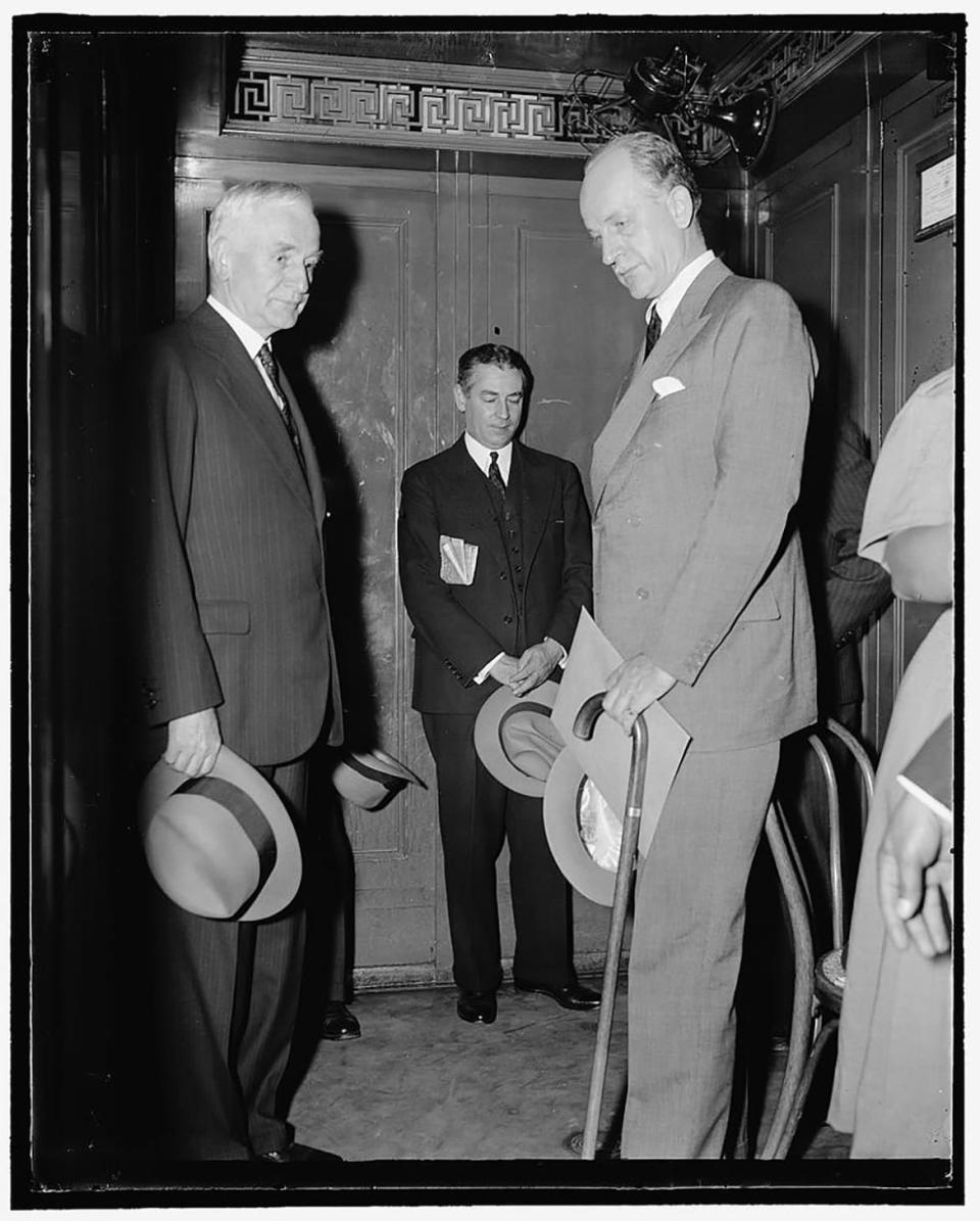<div class="inline-image__caption"><p>Secretary Cordell Hull, left, and Undersecretary of State Sumner Welles, right. arriving at the White House in 1938. </p></div> <div class="inline-image__credit">Courtesy the Library of Congress</div>