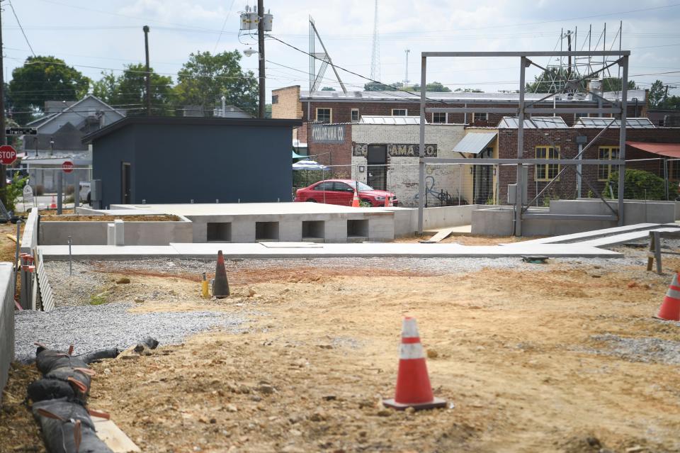 The outdoor area of the forthcoming Yee-Haw Brewing Company taproom at 745 N. Broadway is photographed Aug. 19. Additional construction has taken place since this photograph, with a stage, TV and large turf area creating a unique gathering space north of downtown.