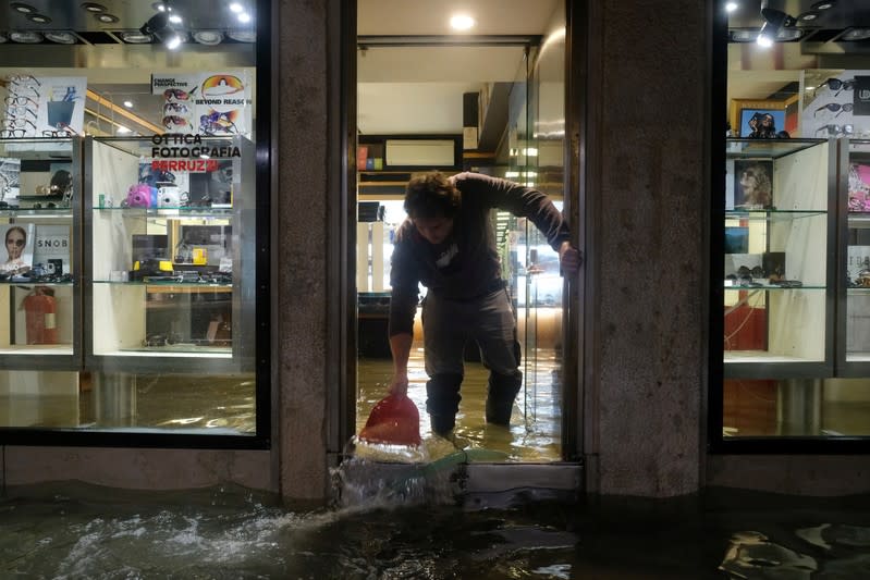 A flooded shop during a night of exceptional high water