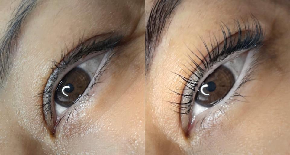 Lash lift before and after photos