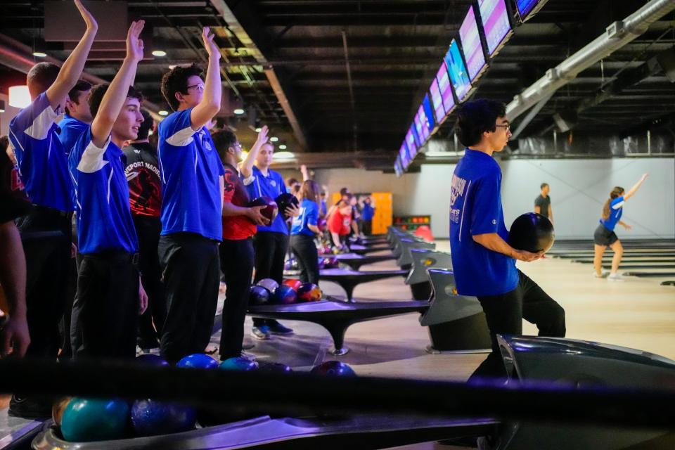 Hilliard Davidson senior Nicholas Bremer bowls against Groveport on Jan. 3 at Ten Pin Alley.