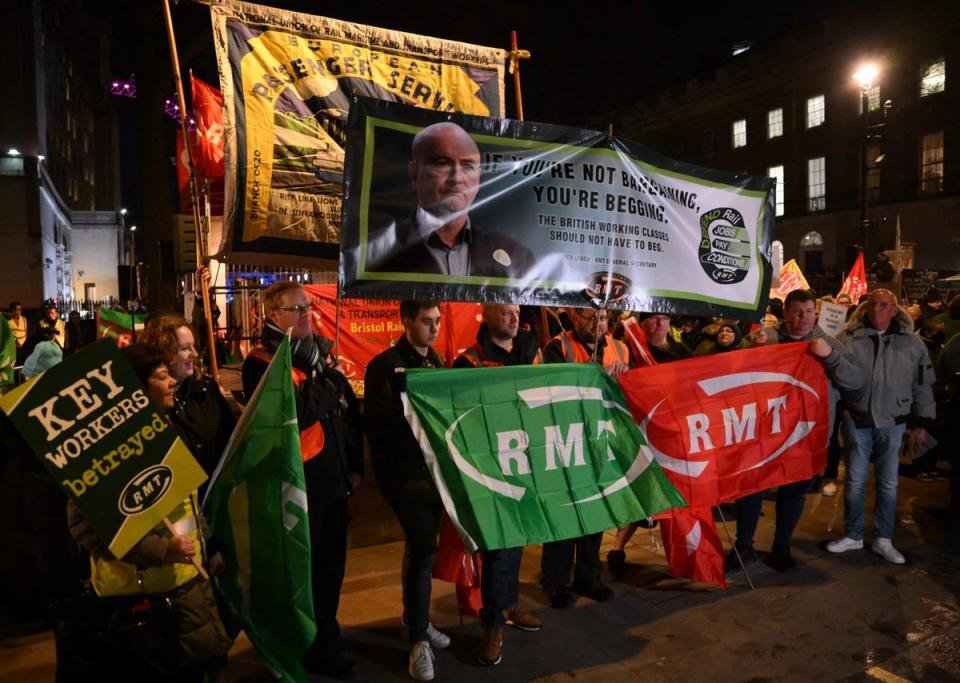 Demonstrators opposite 10 Downing Street (AFP via Getty Images)