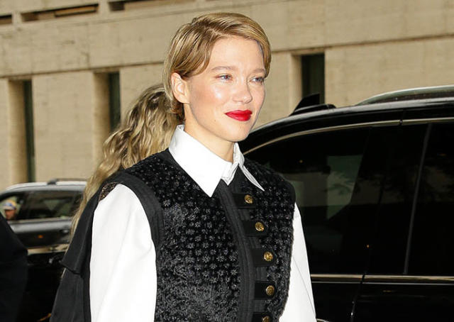 Léa Seydoux Revisits Preppy Y2K Style In Belted Mini Dress & Knee