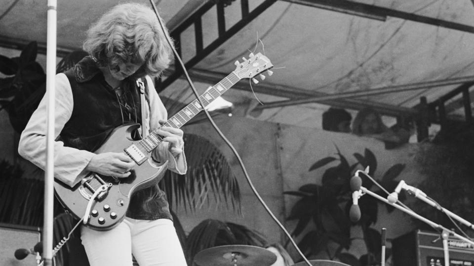 Mick Taylor playing with the Rolling Stones during their concert in Hyde Park, London, 5th July 1969.