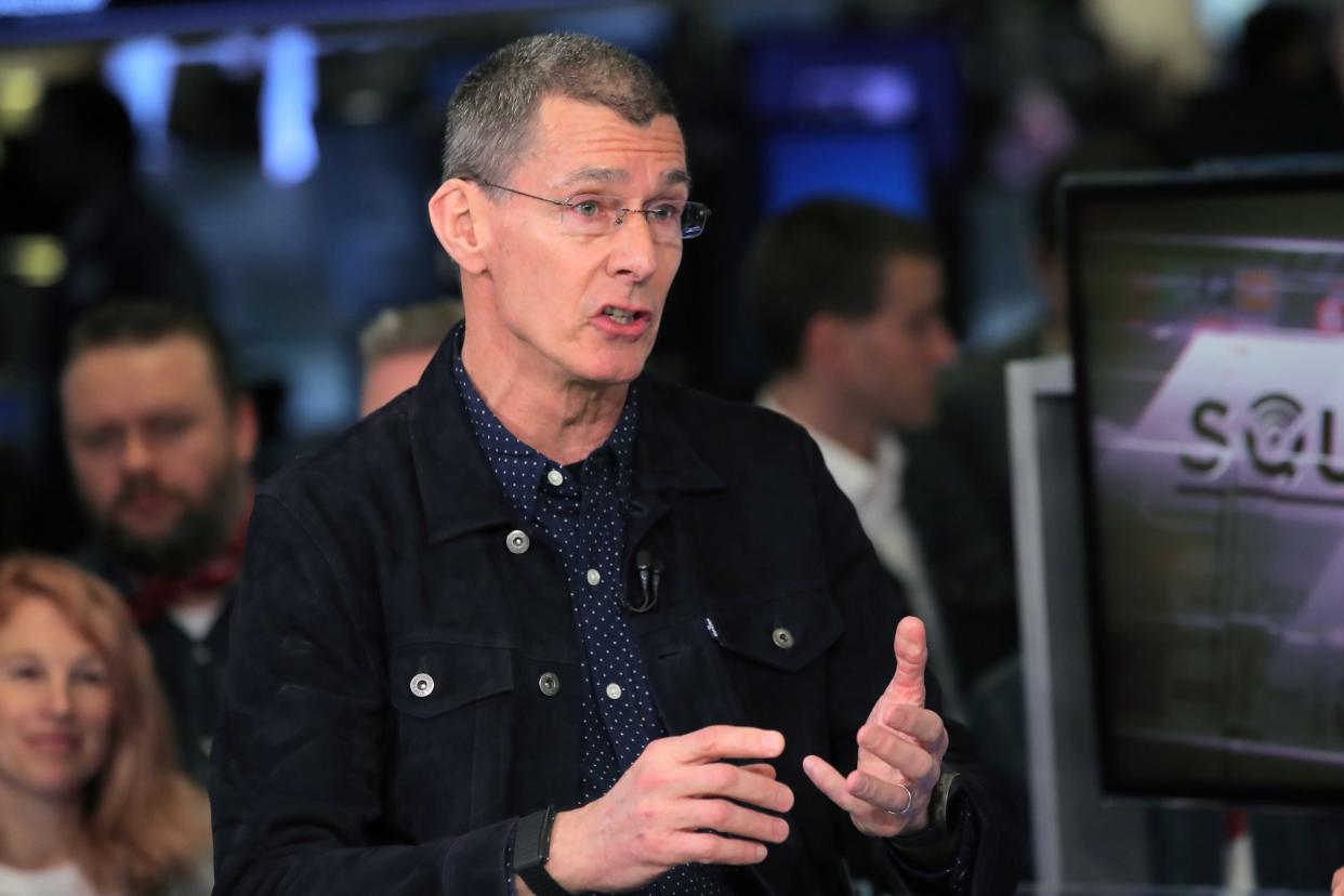 Levi Strauss & Co. CEO Chip Bergh IPO speaks during a television interview after the company's IPO on floor of New York Stock Exchange(NYSE) in New York, U.S., March 21, 2019.