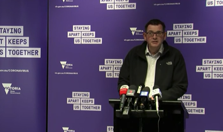 Daniel Andrews addresses the media on Monday. Source: ABC