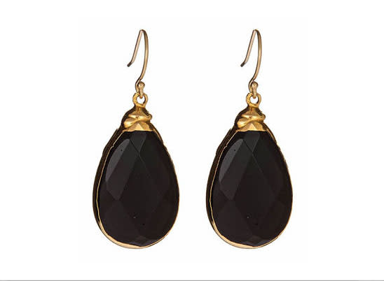 Janna Conner Gold & Onyx Teardrop Sarotte Earrings