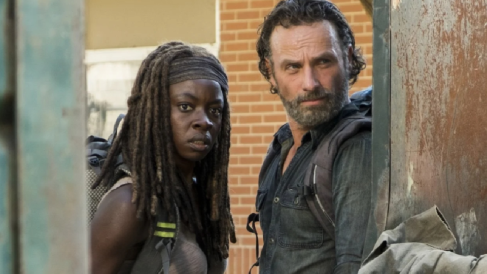 Rick and Michonne in The Walking Dead.