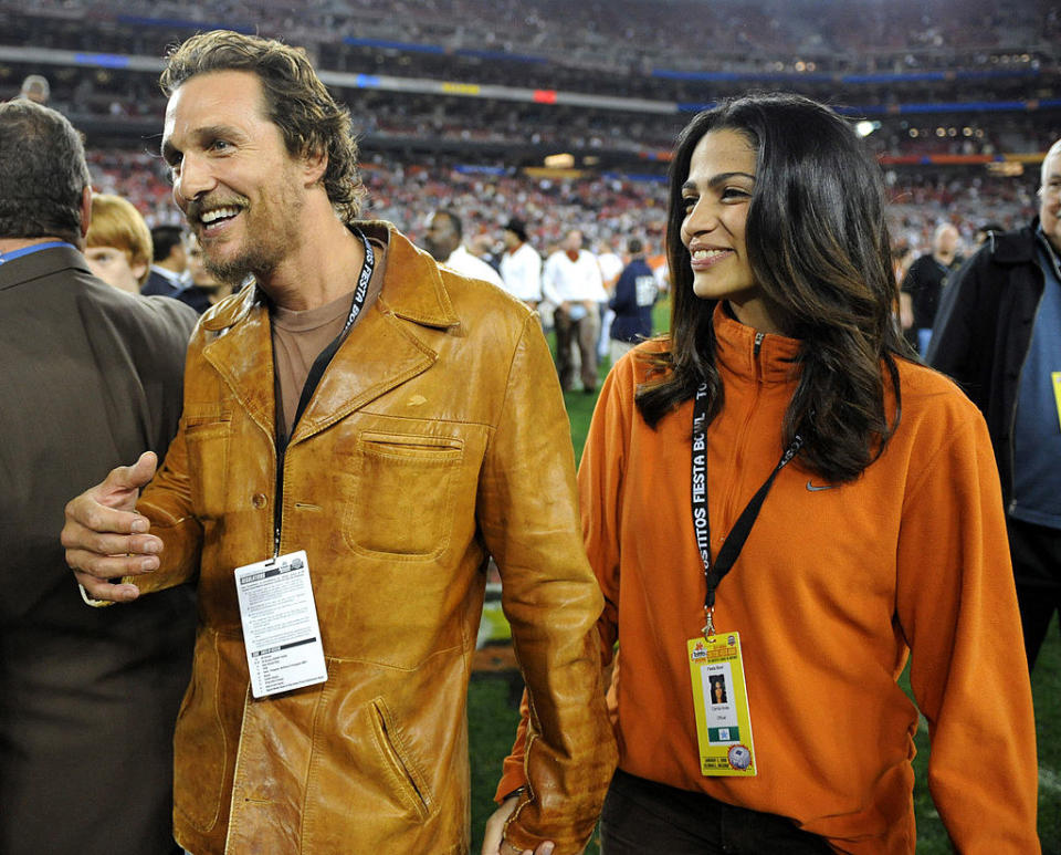 the couple at a football game