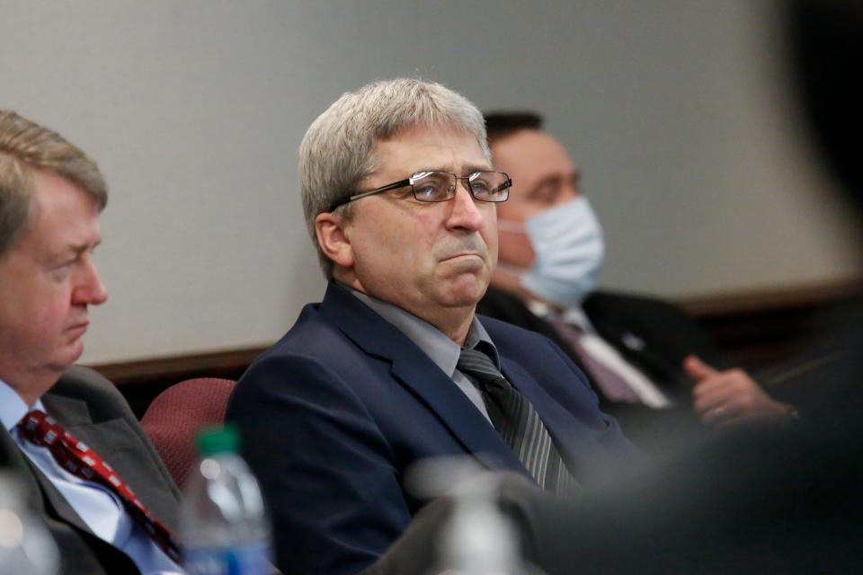 Defendant William "Roddie" Bryan looks on as the prosecutors make their final rebuttal before the jury begins deliberations in the trial of William "Roddie" Bryan, Travis McMichael and Gregory McMichael, charged with the February 2020 death of 25-year-old Ahmaud Arbery, at the Glynn County Courthouse in Brunswick, Ga., Tuesday, Nov. 23, 2021.