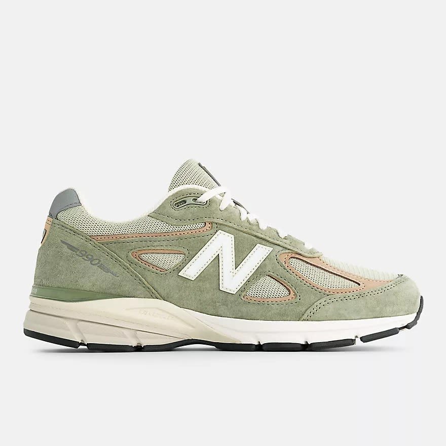 New Balance 990v4 sneakers in "Olive with incense."