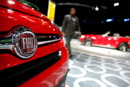 FILE PHOTO: A Fiat car on display at the North American International Auto Show in Detroit, Michigan, U.S., January 16, 2018. REUTERS/Jonathan Ernst/File Photo