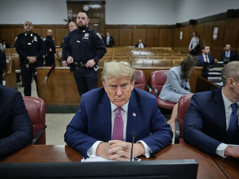 Former US president Donald Trump arrived in court complaining about gag order banning him from attacking court staff, witnesses and others involved in his trial, which he calls a 'hoax' (Curtis Means)