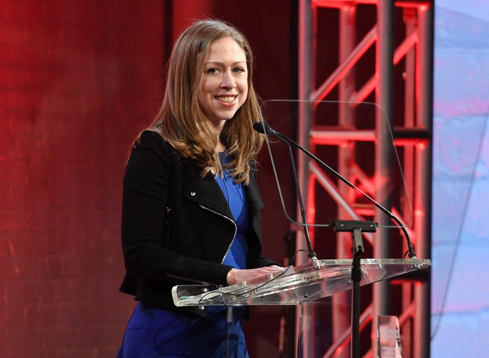 Chelsea Clinton speaks onstage at the GMHC 35th Anniversary Spring Gala at Highline Stages on March 23, 2017, in New York City.