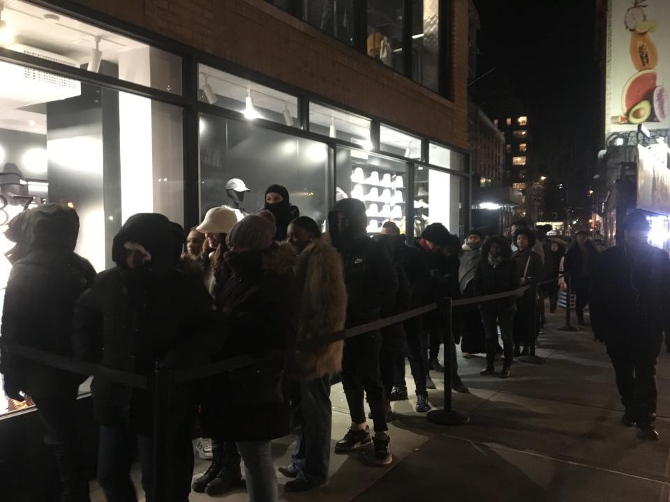 The line waiting outside the Kith store.