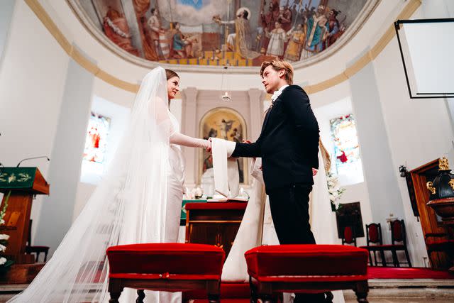 <p>Gabor Eszterle</p> Barbara Palvin and Dylan Sprouse at their Hungarian wedding in July 2023