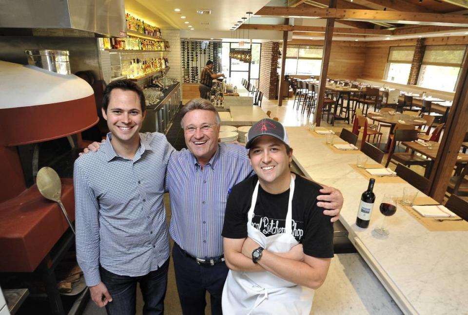 Jimmy Pardini, right, with father Jim Pardini, center, and brother Jeff, are pictured in this Fresno Bee file photo from when The Annex Kitchen opened in 2015.