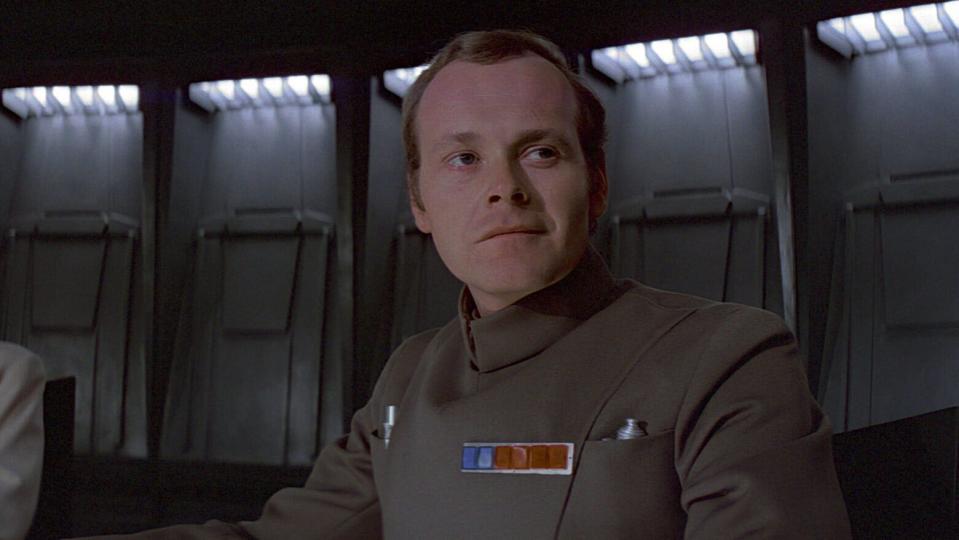 Admiral Motti (Richard LeParmentier) survived a Darth Vader Force-choking only to die later when the Death Star blew up in 1977's "Star Wars."