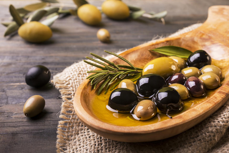 A bowl of mixed olives