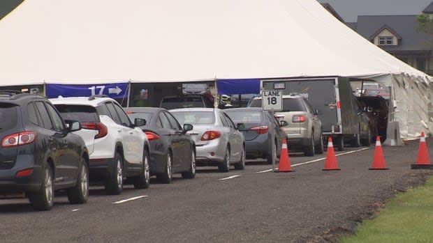 People arriving on P.E.I. are required to stop at a checkpoint by a public health order. (Rick Gibbs/CBC - image credit)