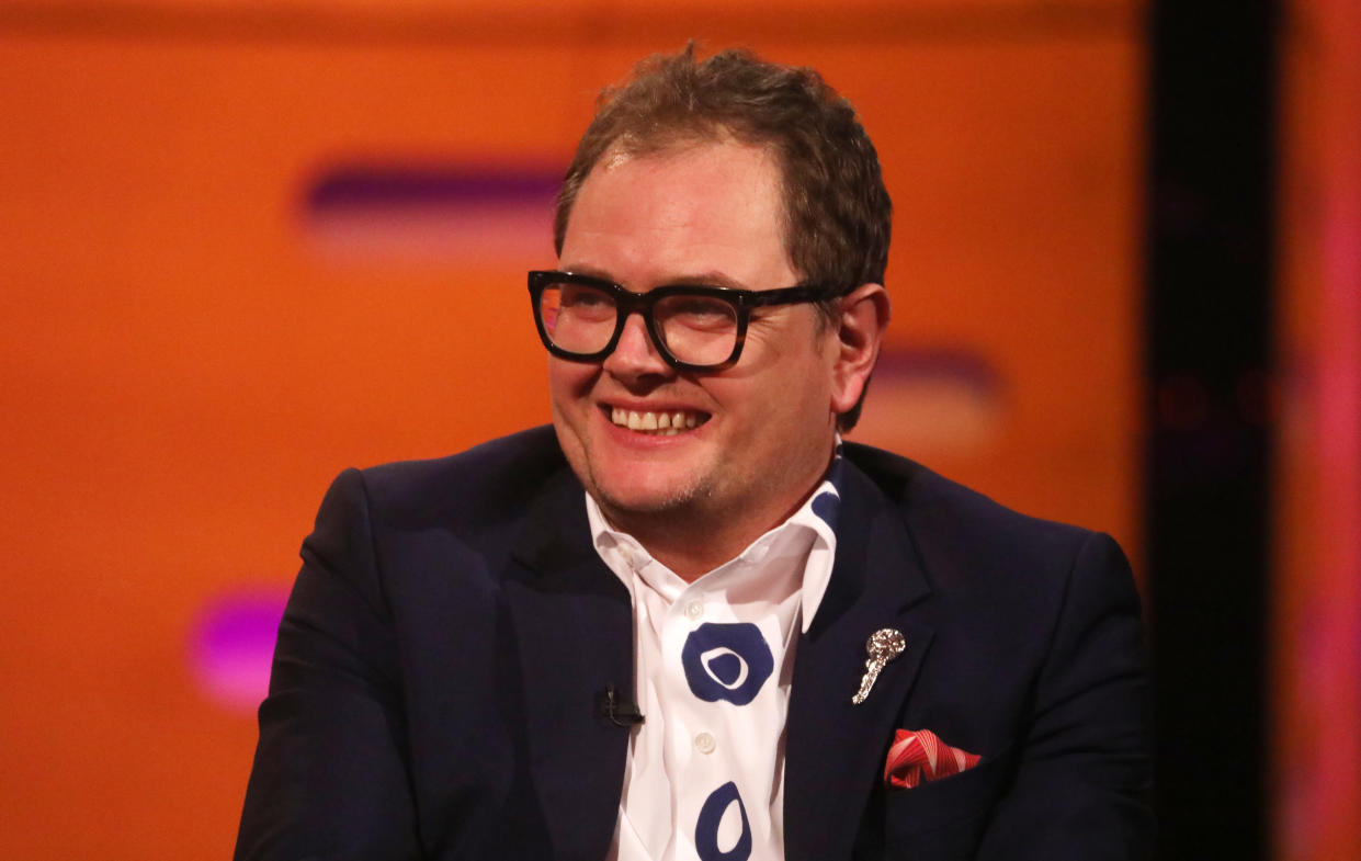 Alan Carr during the filming for the Graham Norton Show at BBC Studioworks 6 Television Centre, Wood Lane, London, to be aired on BBC One on Friday evening. (Photo by Isabel Infantes/PA Images via Getty Images)