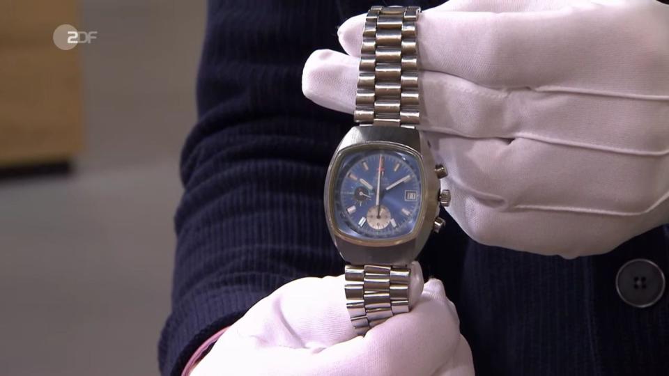 Die Omega Automatic Armbanduhr "Seamaster Chrono" aus den 1970er-Jahren war ein Sammlerstück und 1.200 bis 1.400 Euro wert. (Bild: ZDF)