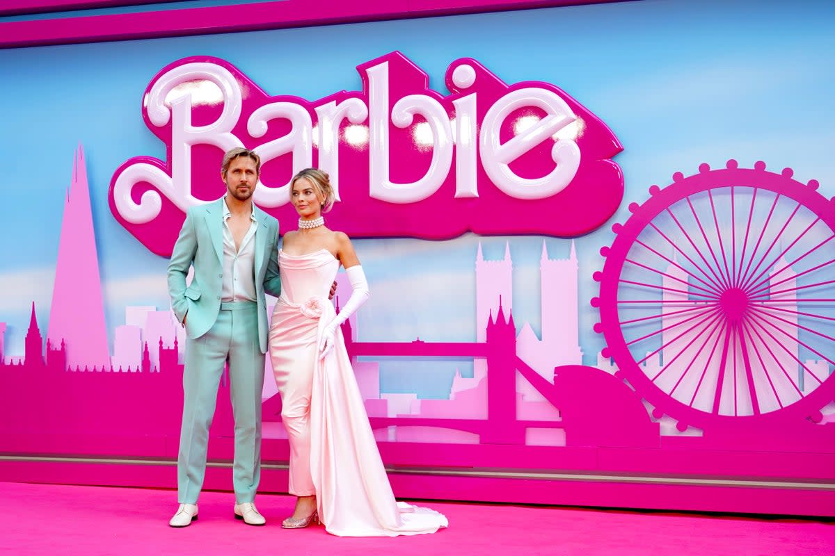 Margot Robbie and Ryan Gosling at the movie’s premiere in London  (PA Wire)