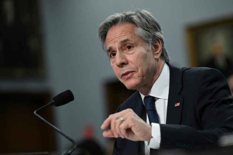 US Secretary of State Antony Blinken is seen on Capitol Hill in Washington on May 22, 2024 (Drew ANGERER)