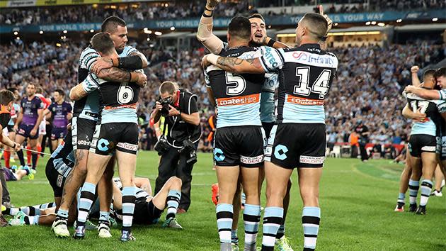 The final siren goes and the Sharks are premiers.