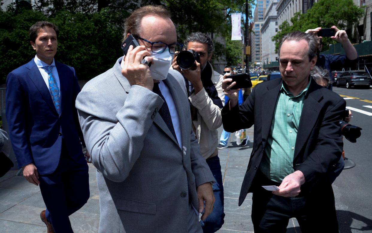 Kevin Spacey left the Federal District court in Manhattan after a hearing on a civil case brought by Anthony Rapp - JEFFERSON SIEGEL 