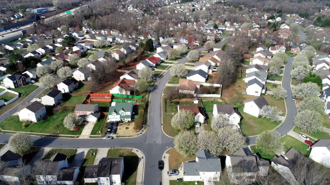 A subdivision in the Summer Creek Lane and Benefield Road area in Charlotte, where corporate landlords have purchased homes and coverted them to rentals. Investors owned a quarter of the rental homes in Mecklenburg County by May 2022 and were still buying.