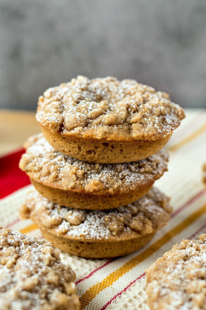 <p>A sweet, buttery crumble makes these doughnuts bakery-worthy. Your family will be beyond impressed when you present them a plate of these treats.</p><p><strong>Get the recipe at <a href="http://www.certifiedpastryaficionado.com/apple-cider-crumb-doughnuts" rel="nofollow noopener" target="_blank" data-ylk="slk:Certified Pastry Aficionado;elm:context_link;itc:0;sec:content-canvas" class="link ">Certified Pastry Aficionado</a>.</strong></p><p><strong><strong><strong><strong><strong><a class="link " href="https://go.redirectingat.com?id=74968X1596630&url=https%3A%2F%2Fwww.wayfair.com%2Fkitchen-tabletop%2Fpdp%2Ffox-run-brands-nonstick-donut-pan-fru1087.html&sref=http%3A%2F%2Fwww.countryliving.com%2Ffood-drinks%2Fg28172487%2Fapple-cider-donuts%2F" rel="nofollow noopener" target="_blank" data-ylk="slk:SHOP DOUGHNUT PANS;elm:context_link;itc:0;sec:content-canvas">SHOP DOUGHNUT PANS</a></strong></strong></strong></strong><br></strong></p>