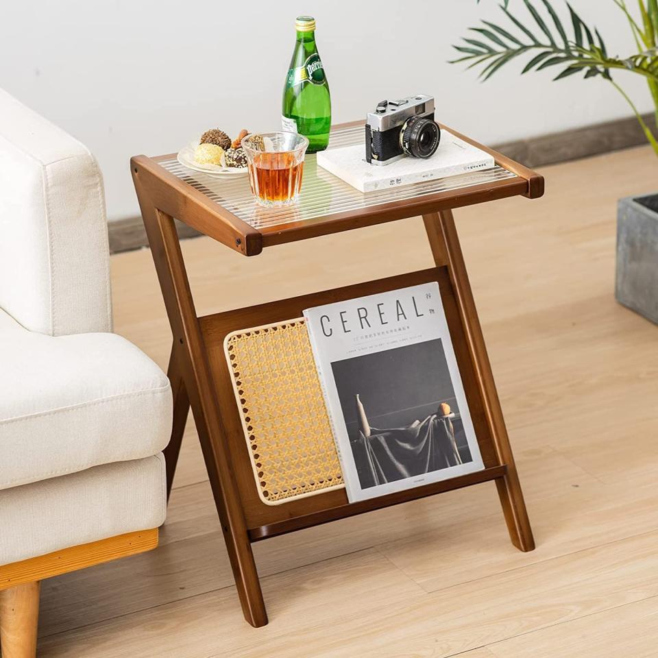 8) Bamboo End Table with Magazine Rack